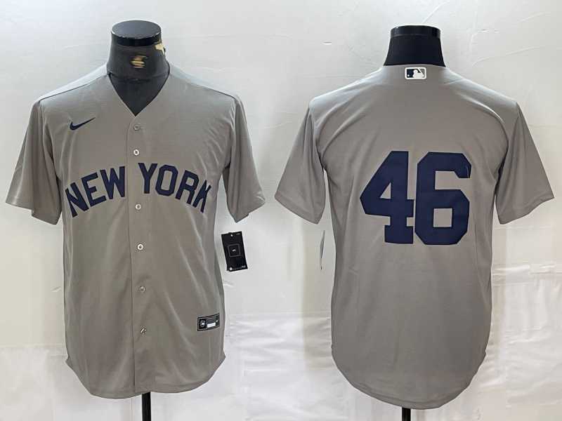 Men%27s New York Yankees #46 Andy Pettitte 2021 Grey Field of Dreams Cool Base Stitched Baseball Jersey->new york yankees->MLB Jersey